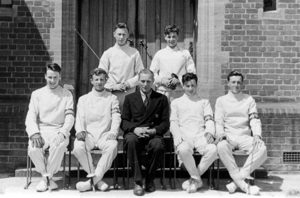 Fencing Team 1951 Standing; D Ross M Booth Seated; P Scarborough M Ingle Cdr Ewart G Harwood (Capt), C J Morton