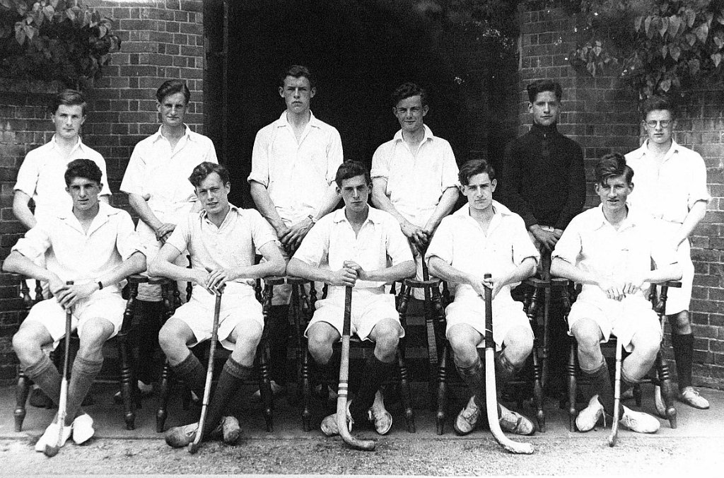 First XI 1946 Standing; D Fitzgerald, R Stokes, J Cuddon, R Elliott, K Komlosy, J Nolan Seated; P Hoogewerf, C M Vis, Jas Waller, D Gregory, P De Souza