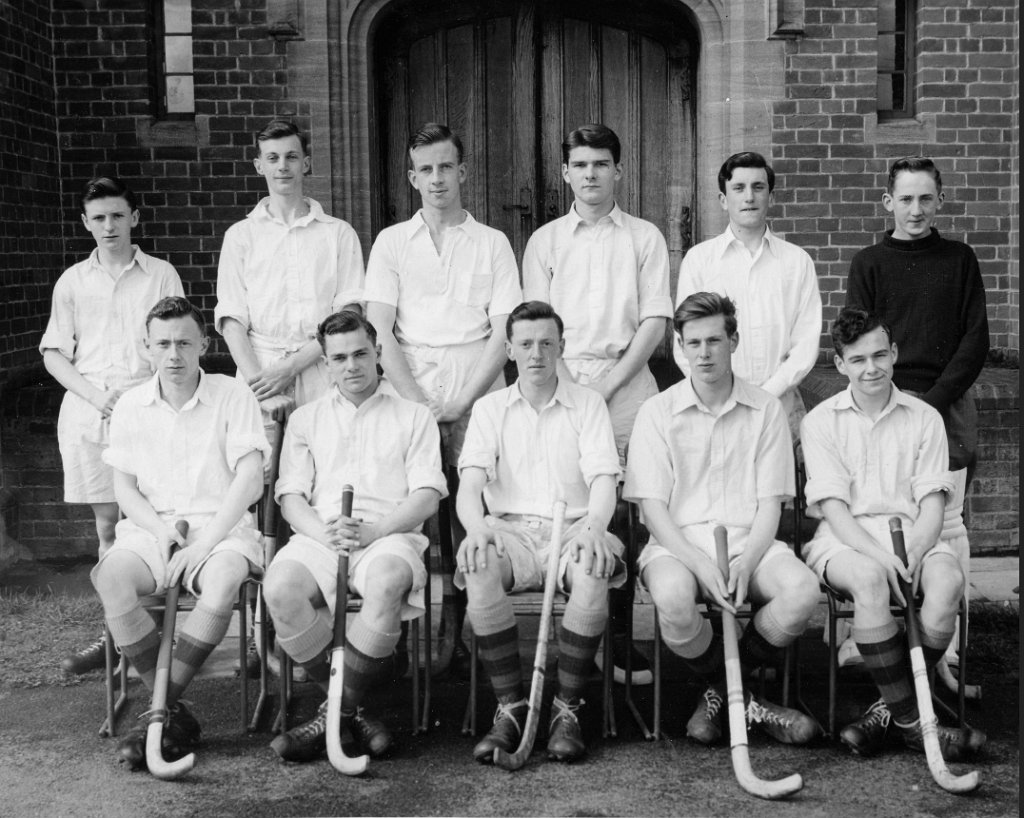 First XI 1953 N. Wright, S. Botcherby, I. Lloyd, J. Bird, G. Langin, J. Murphy, D. Ross, A. Cairns, C. J. Morton (Capt), W. Vis, B. Waghorn.