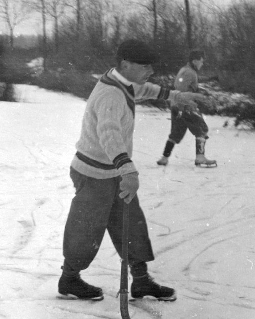 Fr Paulinas Cunningham (Monkey Man) joins in the Ice Hockey.