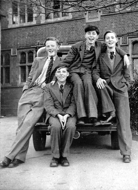 On Joe Greer's car ouside the 'Jaques'. Morton, Aubrey, Ely & Wearing.
